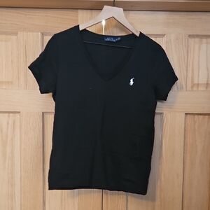 Polo by Ralph Lauren Black V-Neck Women's Tee